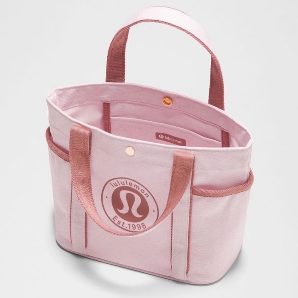 NWT 6.5L Lululemon Daily Multi-Pocket Mini Cotton Canvas Tote Bag Blissful Pink - Picture 2 of 10